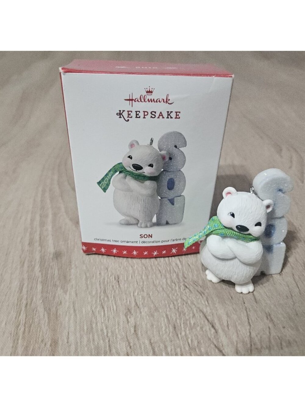 Hallmark Keepsake 2016 SON Christmas Tree Ornament, Polar Bear Green Scarf